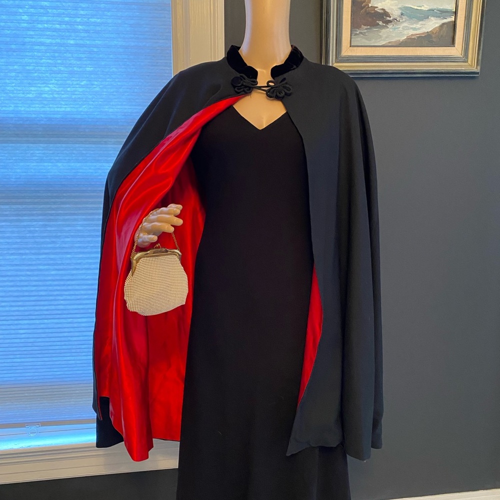 After Six Black Cape with Red Satin Lining